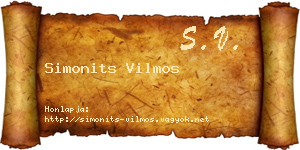 Simonits Vilmos névjegykártya